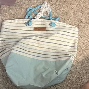 Laura Ashley Blue and Cream Striped Tote